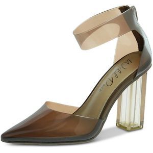 Wild Pair Womens Dellie Ankle Strap Point Toe Sandals Mocha Vinyl Size 6.5M NIB